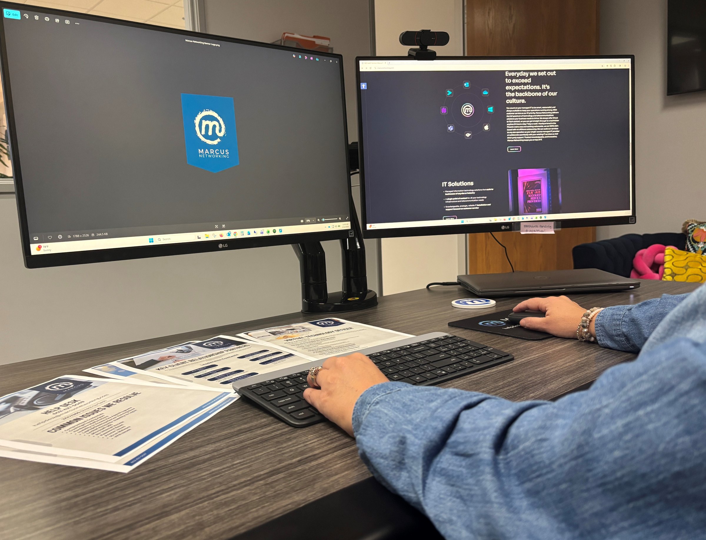 A Marcus Networking team member at work in the Tempe office